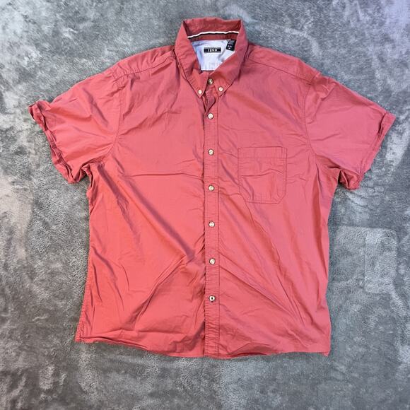Izod Shirt Mens Extra Large Red Button Down Short Sleeve Pocket Casual Summer - Picture 1 of 7